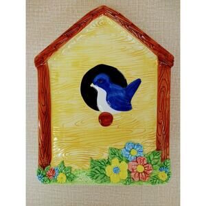 Birdhouse Serving Platter Plate  9x12 inches Cottagecore SMALL CHIP
